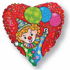 Фольгированное сердце "Счастливый клоун, Красный, 46 см "